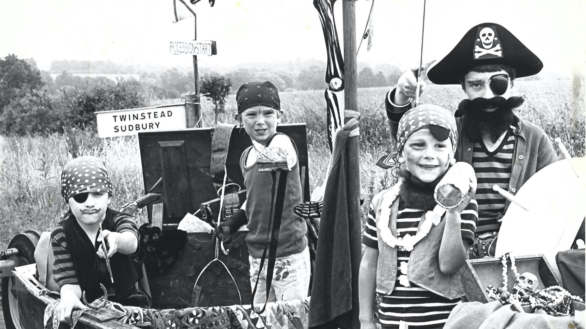 Black and white image of child pirates