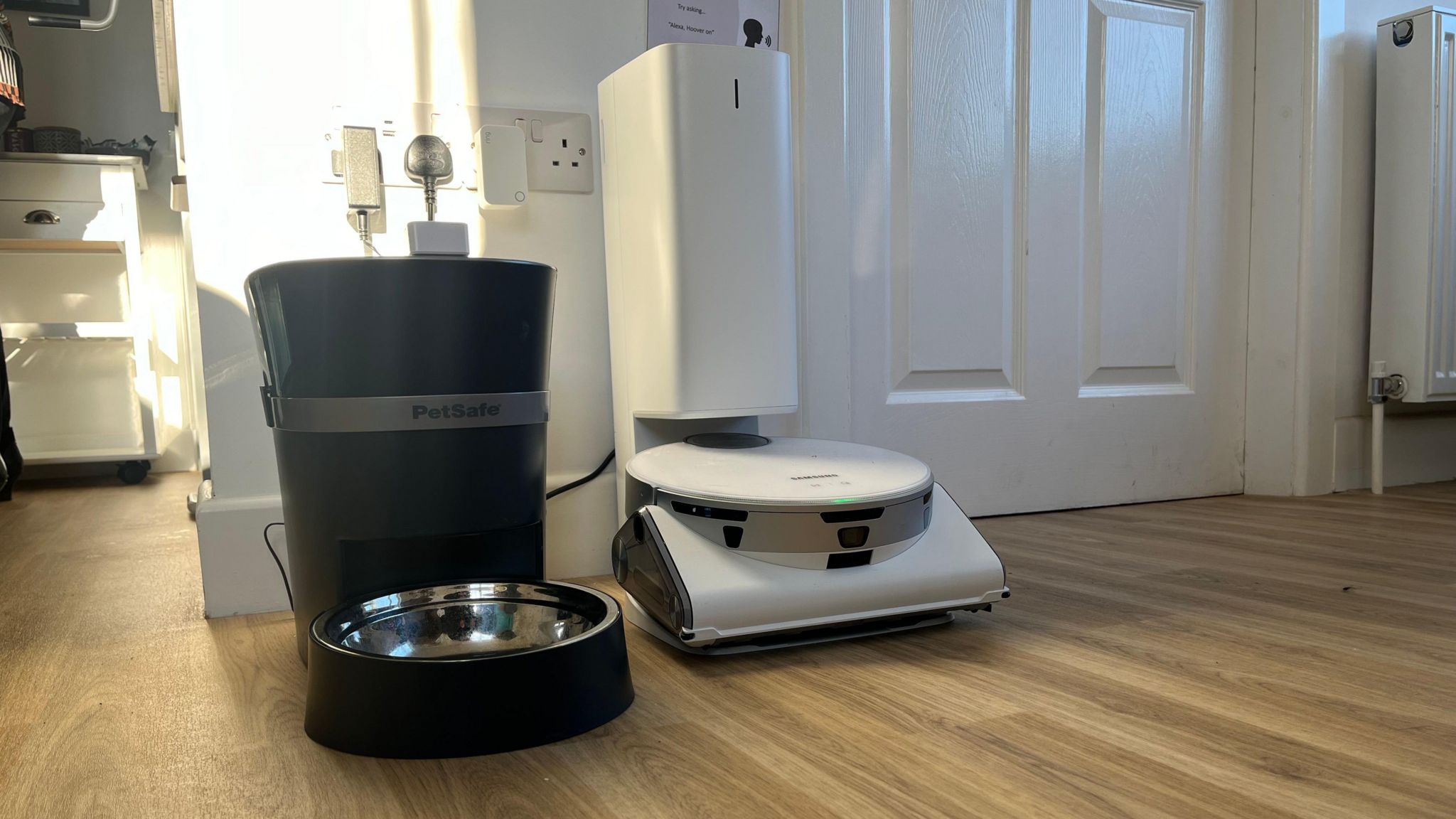 An AI vacuum cleaner and refillable dog bowl