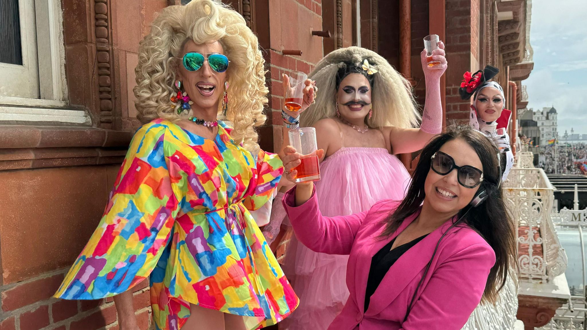 Three drag queens and BBC Radio Sussex presenter Allissn Ferns