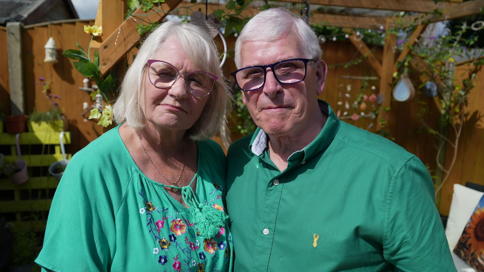 Billy and Sylvia Cunningham in their garden