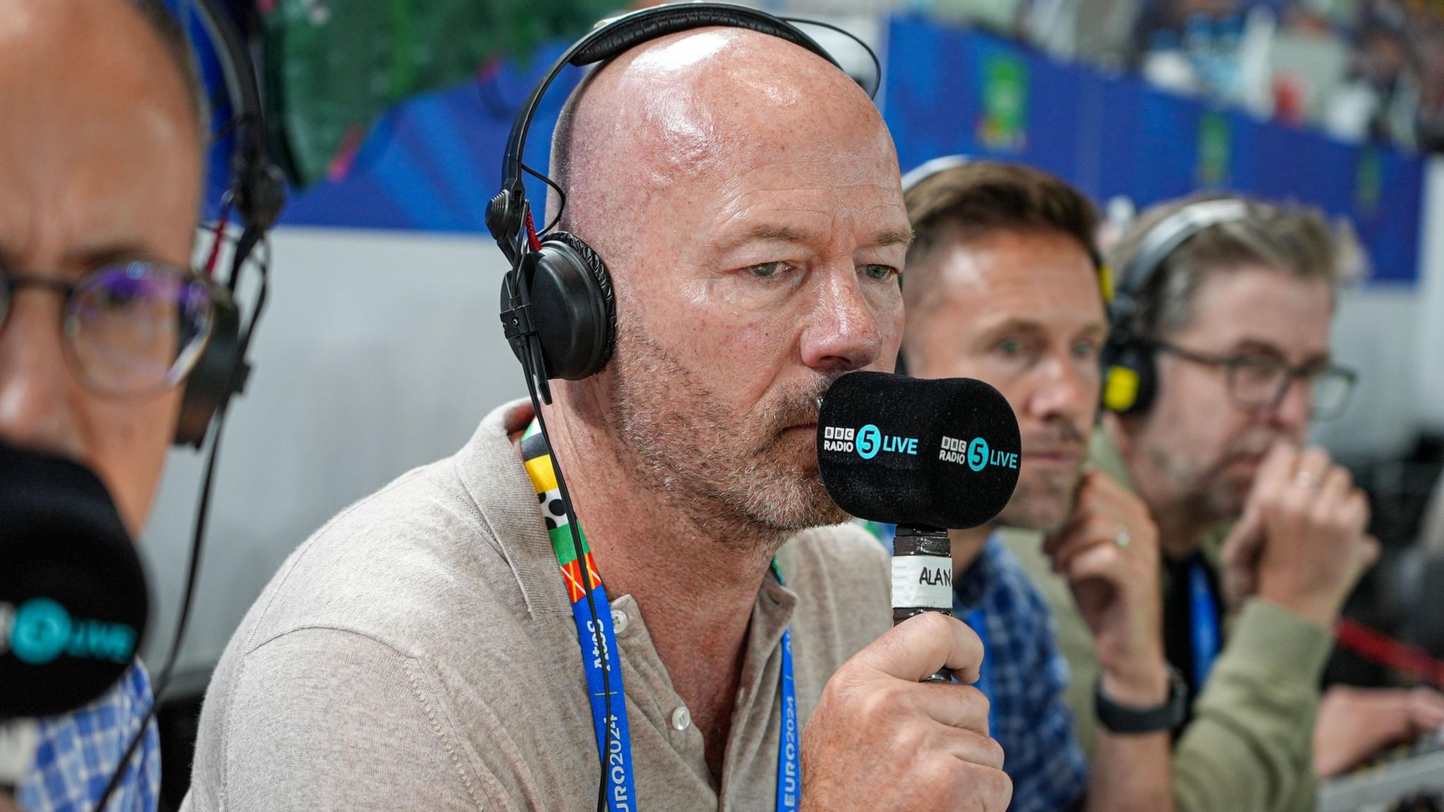 Alan Shearer co-commentating on England's Euro 2024 win over the Netherlands