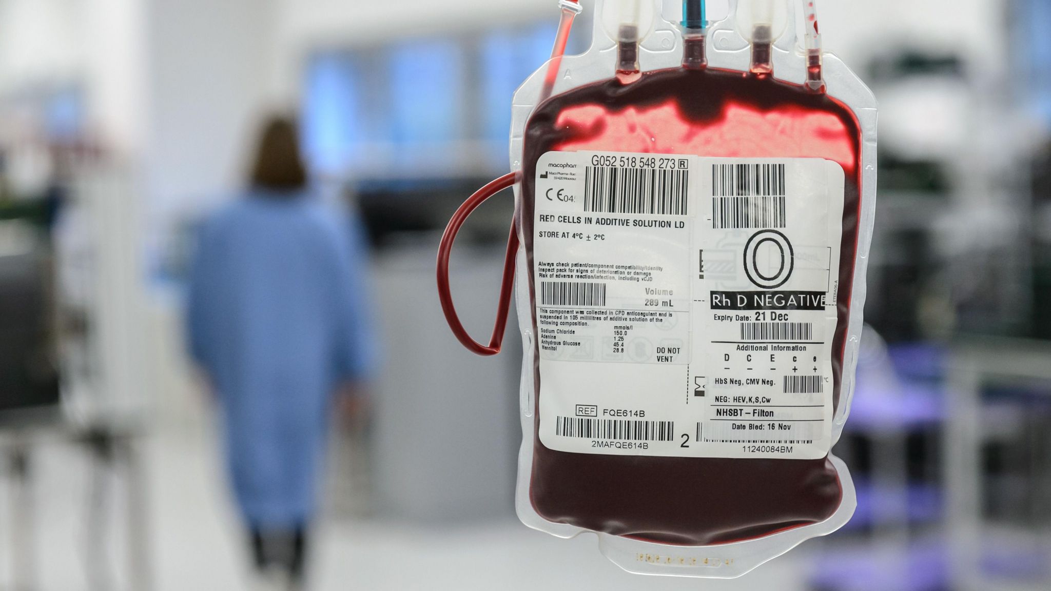 A hospital blood bag