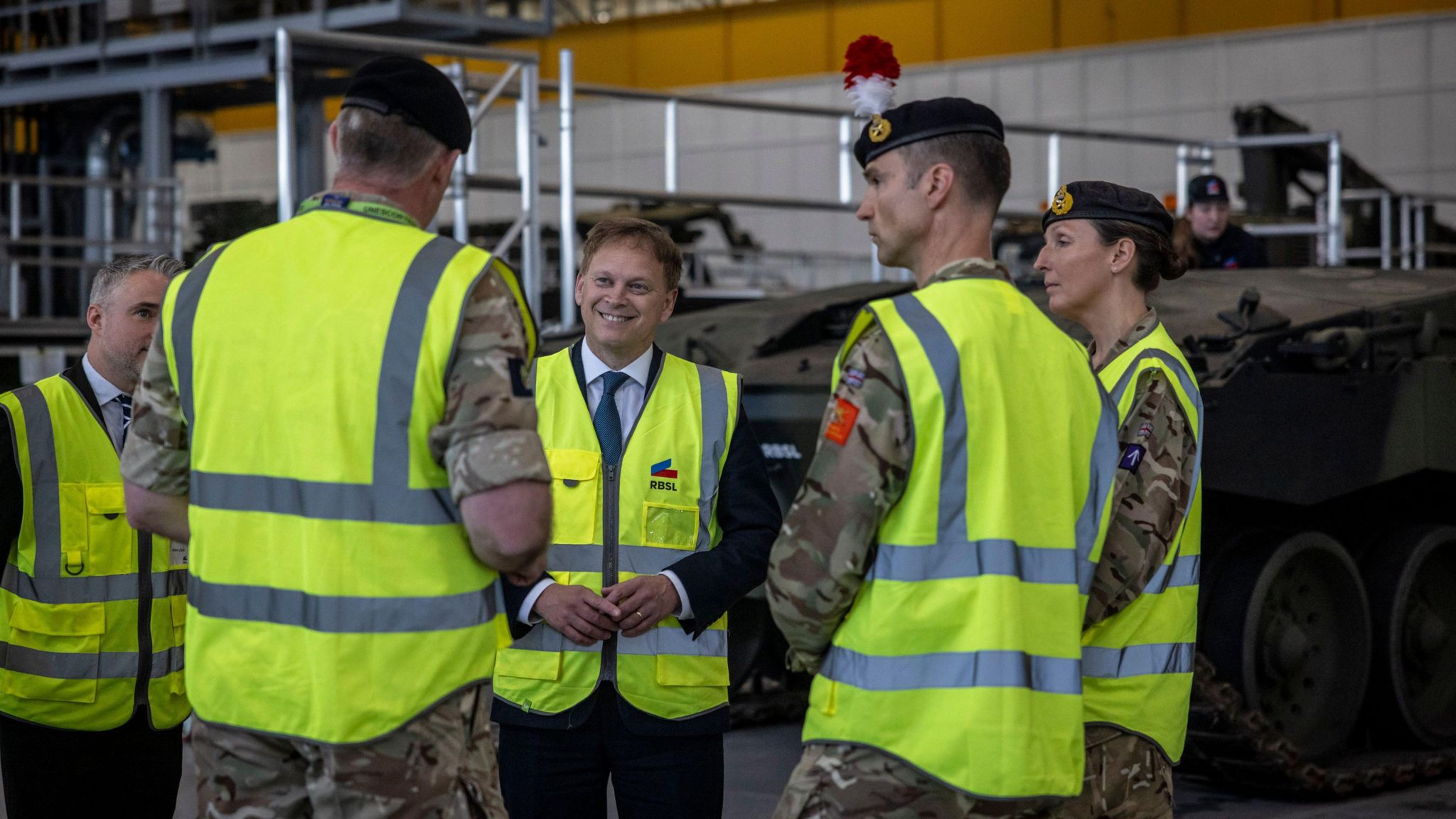Grant Shapps visits a tank factory production line
