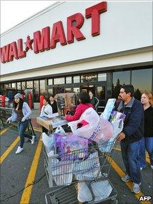 Shoppers at a US Wal-Mart store