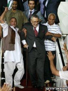 Libyans greeting freed Lockerbie bomber Abdelbaset Ali Mohmet al-Megrahi