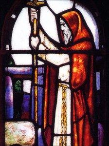 Stainglass image of St Ninian (Courtesy of the Catholic Church)