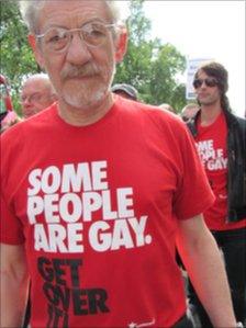 Sir Ian McKellen at the protest