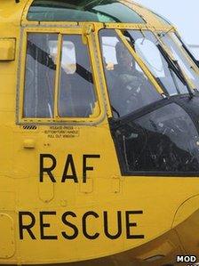 Prince William at the controls of the RAF rescue helicopter