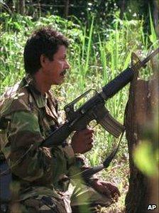Farc rebel in the forest
