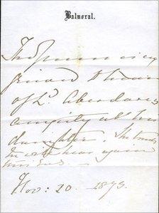 Letter from Queen Victoria