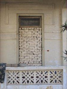 A bricked in doorway to an old Cairo building