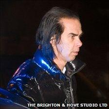 Nick Cave at the scene of the crash