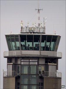 A control tower at Barajas Airport, Madrid, 5 December