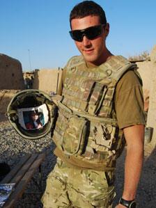 Pte Daniel Powell from Cardiff keeps a photograph of his girlfriend Zoe in his helmet when he goes out on patrol