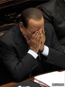 Silvio Berlusconi during the parliamentary session in Rome
