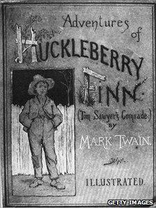 File picture of the cover of the first edition of 'Adventures of Huckleberry Finn', published in 1884