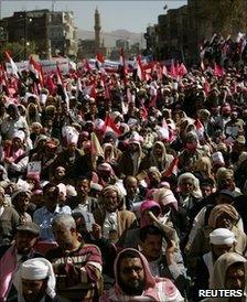 An anti-government rally in Sanaa, 27 January