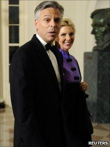 Jon Huntsman arrives at the White House for a state dinner with Chinese President Hu Jintao on 19 Jan 2011