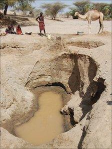 A waterhole dug in the Lake Turkana region
