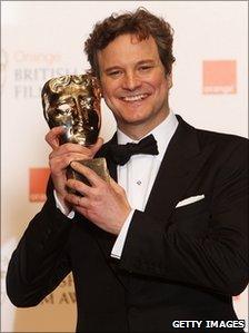Colin Firth with his Bafta