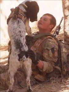 L/Cpl Tasker and dog Theo