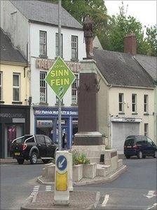 Sinn Fein election poster near Cenotaph