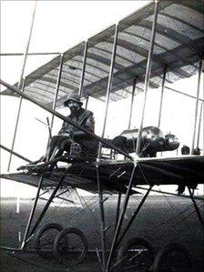 Giulio Gavotti on a Farman biplane in 1910. He flew his first air raid with an Etrich Taube aircraft in 1911 (photo courtesy of Paolo de Vecchi)