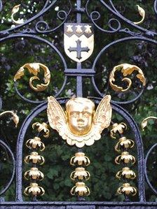 A detail of the ornate gates at St Peter's