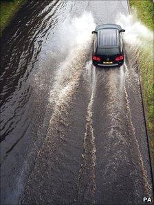 Flooding on the A1058 Coast Road to Tynemouth