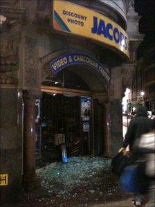 Damaged shop in Leicester