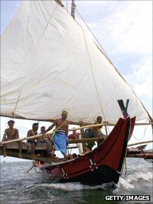 Yapese men on boat