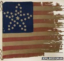 US flag with stars in constellation pattern, photo courtesy of Jeff Bridgman Antiques
