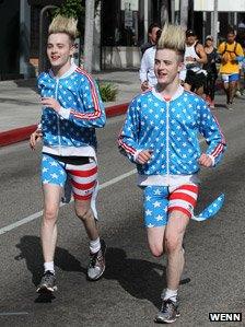 Jedward running the LA Marathon - no reuse of photo