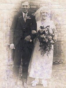 Henry and Jeanie Riley on their wedding day in April 1922