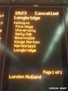 Cancelled train sign