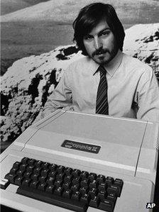 Steve Jobs with Apple II computer