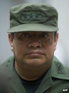 Guatemalan Colonel Juan Chiroy Sal, in court in Guatemala City