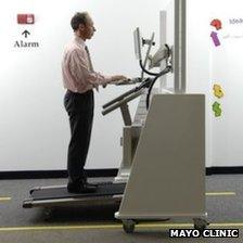 Dr James Levine on a treadmill desk
