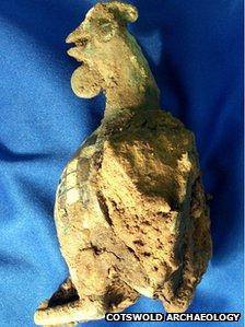 Enamelled cockerel found by Cotswold Archaeology
