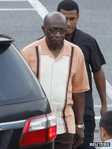 Jack Warner leaves an emergency cabinet meeting in Trinidad, 21 April