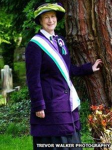 Penni Blythe-Jones in suffragette costume