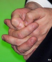 Gordon Brown's hands with chewing fingernails