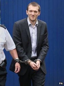 Jeremy Forrest in handcuffs