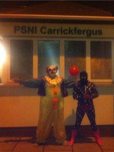 Carrick Killerclowns outside Carrickfergus PSNI station