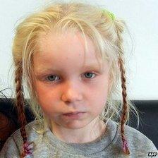 Handout photo released by Greek Police on October 18, 2013 shows an unidentified 4-year-old blonde girl whom was found on October 17, 2013 near Farsala in central Greece