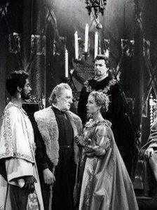Nigel Davenport on the set of a TV production of Othello