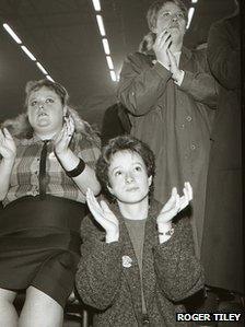 Women at a rally by Arthur Scargill at Aberavon during the strike