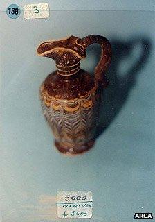 The jug offered for sale may match one in an archive of smuggled items