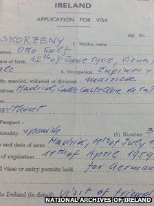 Skorzeny's visa application