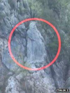 A close up, circled image of the rock